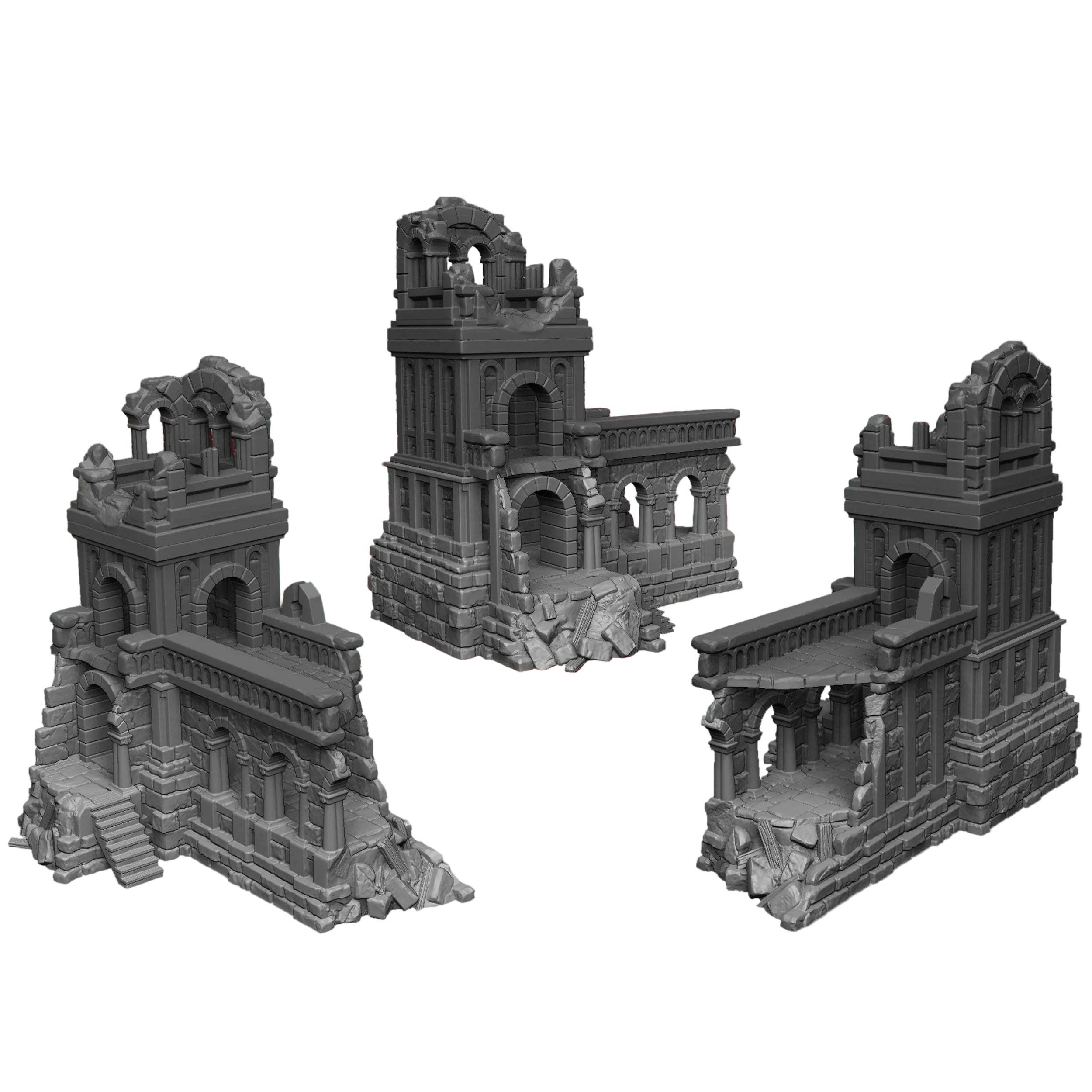 Large Corner Ruins-3 Floors, Stone City 28mm Terrain, Fantasy/Age of Sigmar/Frostgrave/Mordheim.