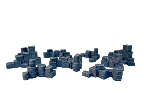 Crate and Barrel Clusters Scatter Terrain - 28mm - Western /Fantasy/D&D/Mordheim.