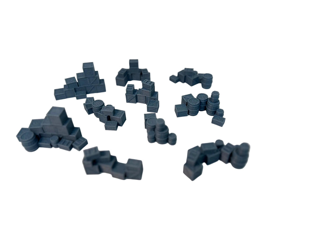 Crate and Barrel Clusters Scatter Terrain - 28mm - Western /Fantasy/D&D/Mordheim.
