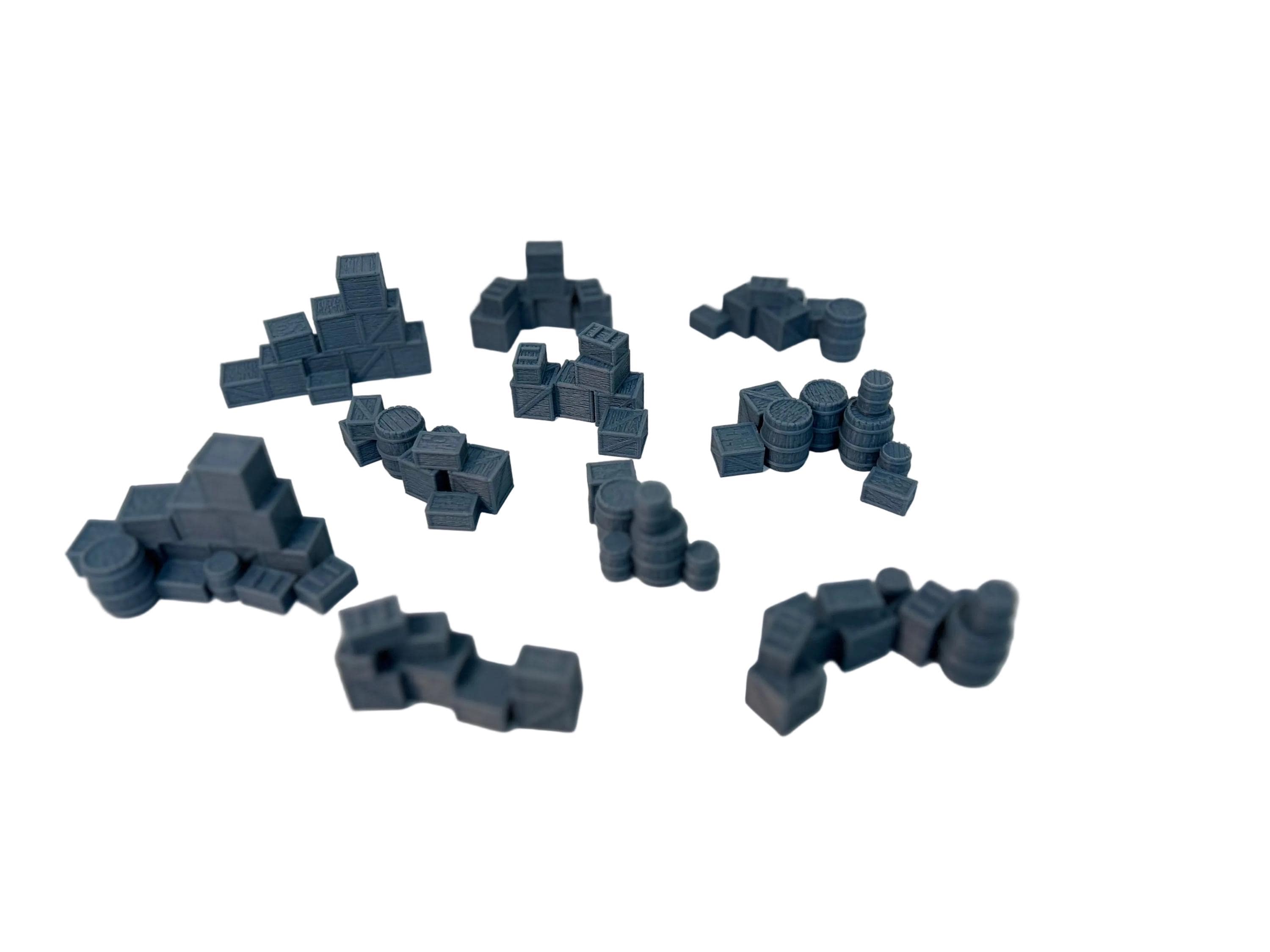 Crate and Barrel Clusters Scatter Terrain - 28mm - Western /Fantasy/D&D/Mordheim.
