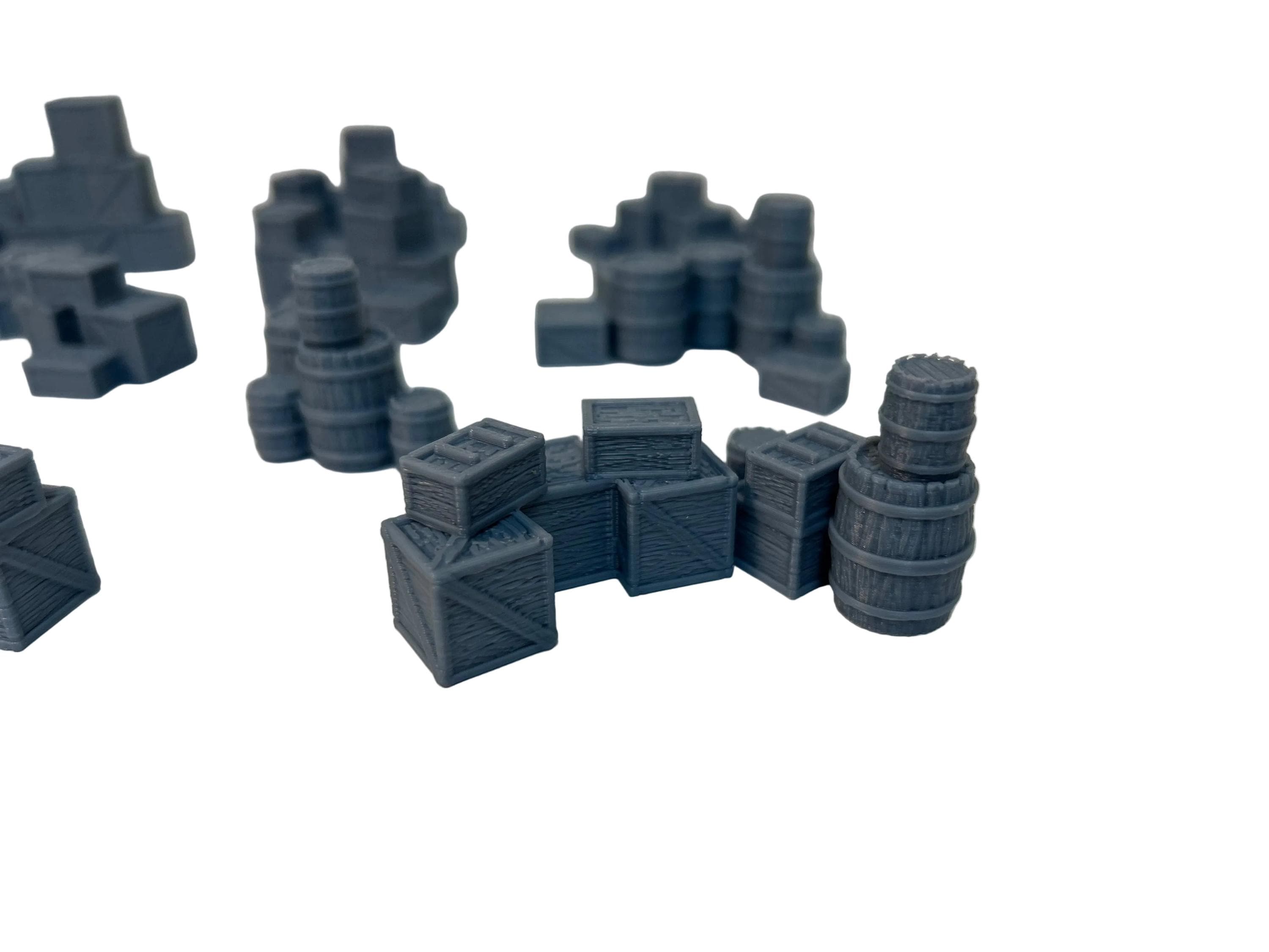 Crate and Barrel Clusters Scatter Terrain - 28mm - Western /Fantasy/D&D/Mordheim.