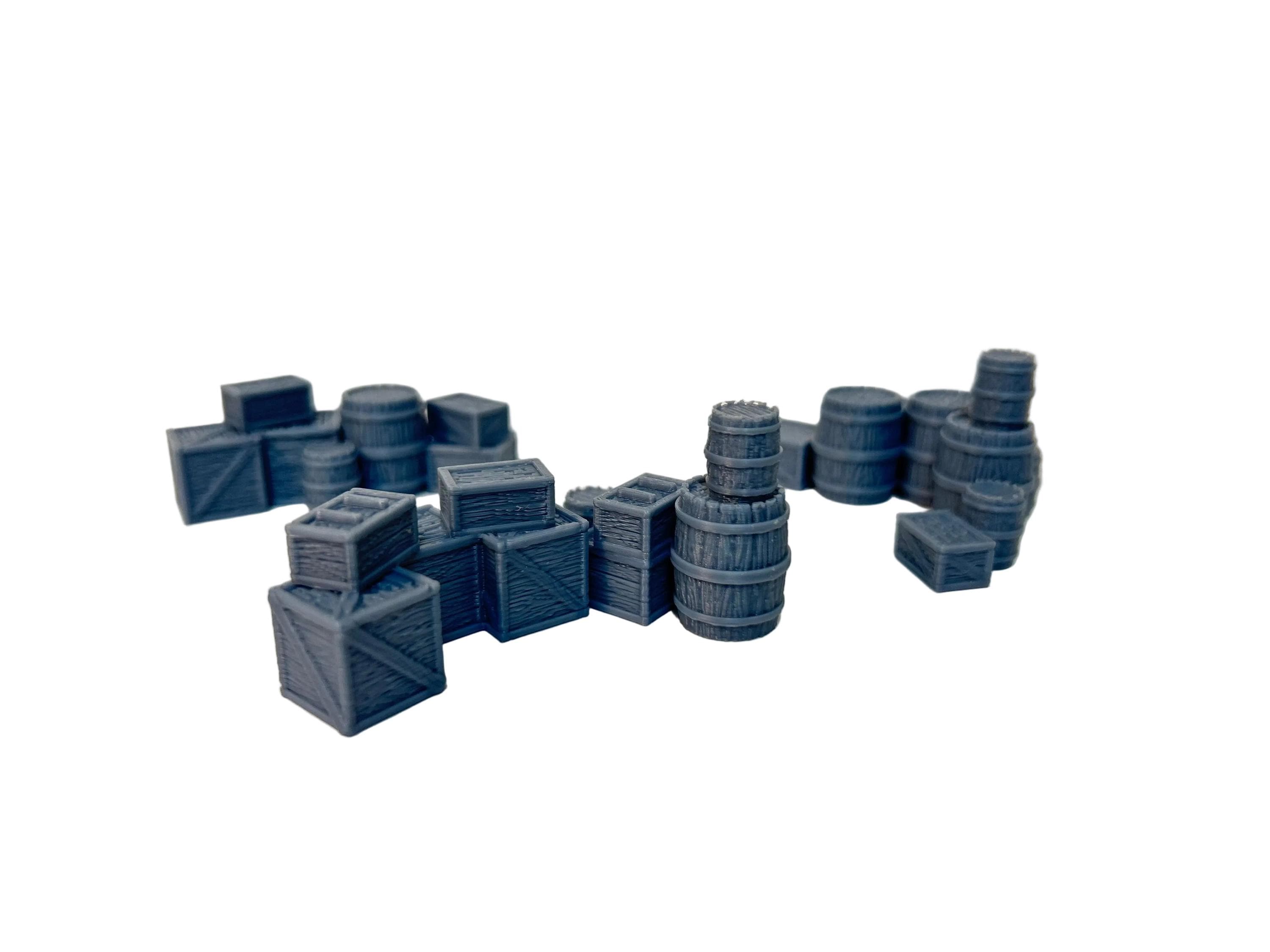 Crate and Barrel Clusters Scatter Terrain - 28mm - Western /Fantasy/D&D/Mordheim.