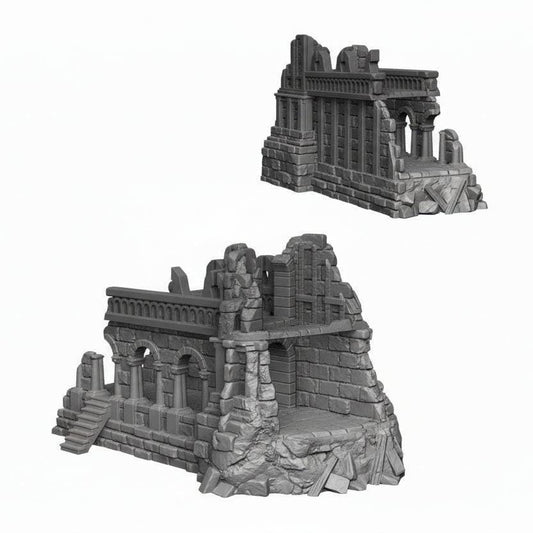 Medium Ruins, Stone City Straight Wall, 28mm Terrain, Fantasy/Age of Sigmar/Frostgrave/Mordheim
