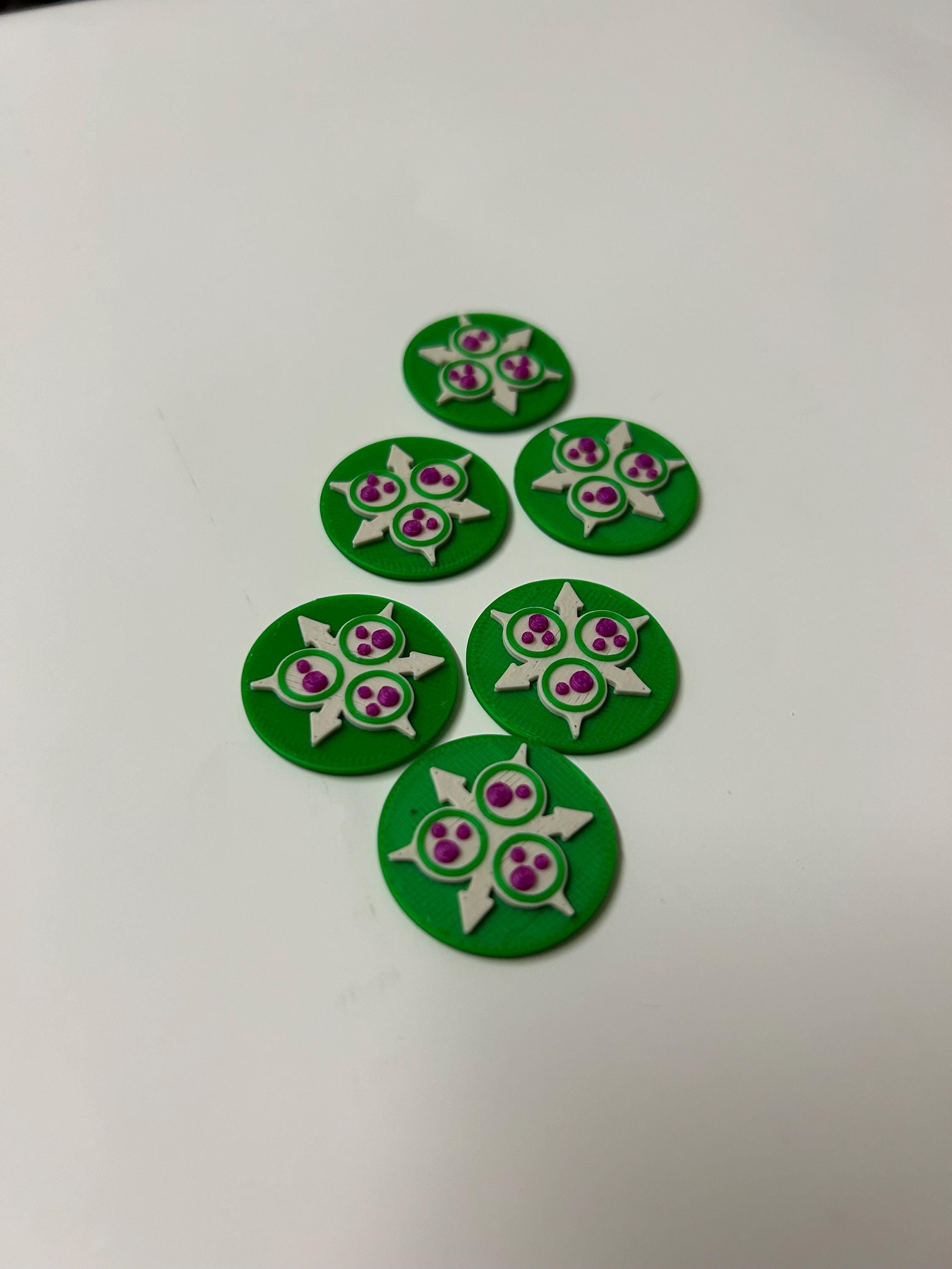 Nurgle Command Tokens x6, Buff/Debuff Reminder Tokens. AoS, 40k Age of Sigmar. Free UK Shipping.