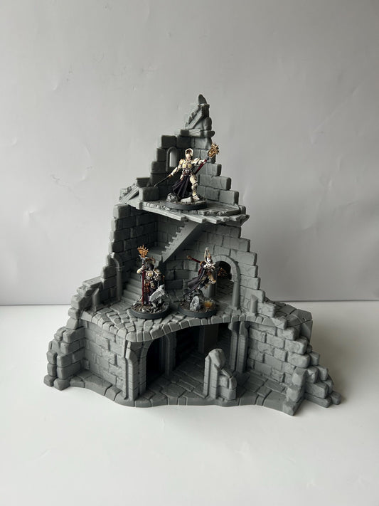 Ruined Barracks Building/Ruins-3 Floors, Stone City 28/32mm Terrain, Fantasy/Age of Sigmar/Frostgrave/Mordheim/MESBG.