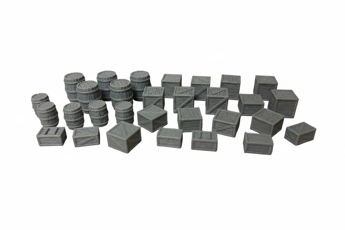Crates and Barrels Scatter Terrain Western /Fantasy/D&D/Mordheim.