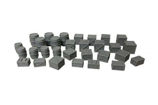 Crates and Barrels Scatter Terrain Western /Fantasy/D&D/Mordheim.