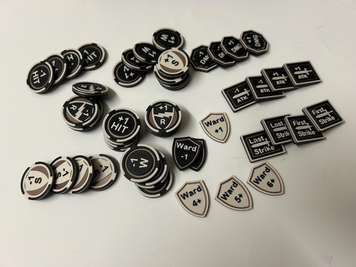 Personalised Wargaming Token set compatible with AoS; with sliding secure box.
