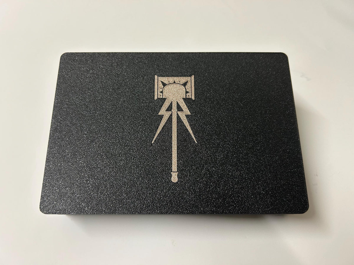 Personalised Wargaming Token set compatible with AoS; with sliding secure box.