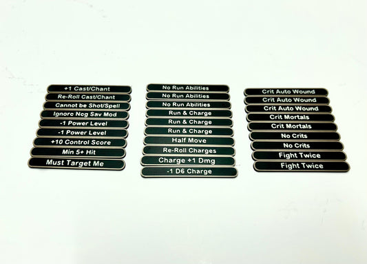 Set of 5 Custom Tokens 3", AoS Combat range measuring stick.