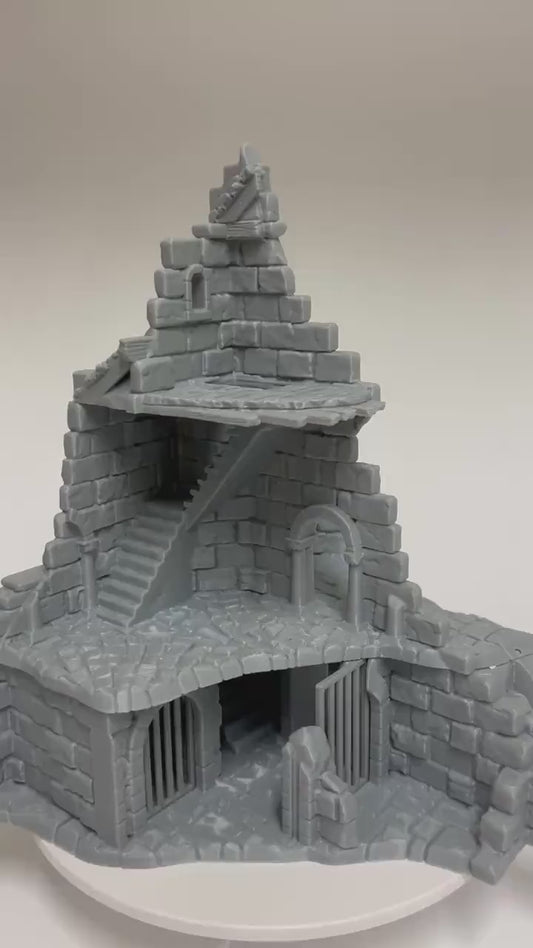 Ruined Barracks Building/Ruins-3 Floors, Stone City 28/32mm Terrain, Fantasy/Age of Sigmar/Frostgrave/Mordheim/MESBG.